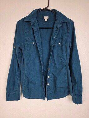 Converse One Star Long Sleeve Y2K Shirt Medium Teal Blue